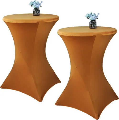 Vista 8 de Paquete de 2 manteles de cóctel de elastano de 24 x 43 pulgadas, redondos, ajustables, para bodas, banquetes, eventos, fiestas
