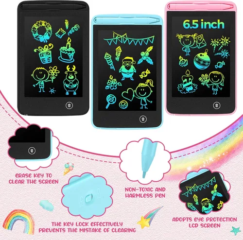 Vista 2 de Zhehao 8 tabletas de escritura LCD de 6.5 pulgadas, tablero de dibujo colorido educativo para niños de 3 a 6 años, regalos de oficina