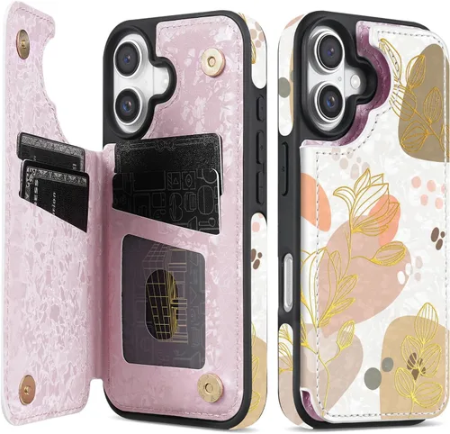 Vista 24 de NNH Funda tipo cartera compatible con iPhone Xs Max con bloqueo RFID, ranuras para tarjetas, folio de piel sintética, función atril, doble cierre