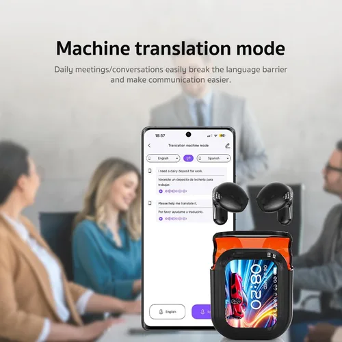 Vista 6 de Auriculares NE20 AI Translation en tiempo real, 165 idiomas Traductor Auriculares con 9 modos de traducción/Sin suscripción, Auriculares