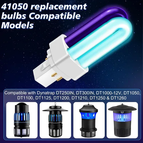 Vista 3 de Qualirey Paquete de 2 bombillas de repuesto 41050 de 7 W, bombillas mejoradas de 2 colores compatibles con Dynatrap DT1050 DT1100 DT1250, bombilla