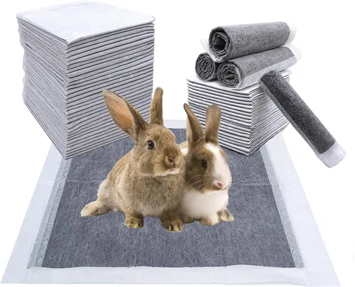 Vista 10 de 20 almohadillas para orina de conejo, pañales desechables de conejo de 18 x 13 pulgadas, almohadilla para orinal para mascotas Almohadillas