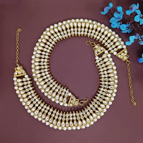 Vista 2 de Efulgenz Indian Bollywood Wedding Anklets for Women Crystal Rhinestone Faux Kundan Wedding Bridal Payal Foot Jewelry Anklet For Women
