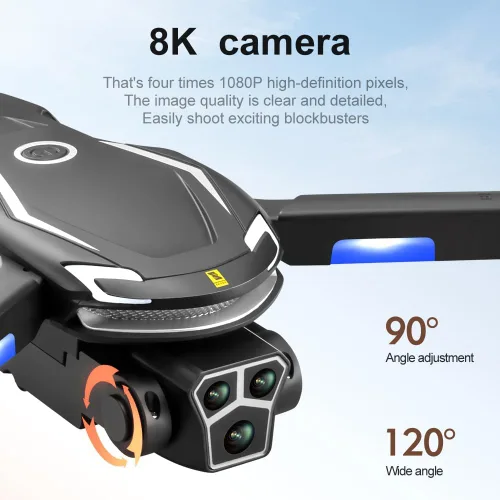 Vista 6 de Remote Control Aerial Drone with 3-Camera 8K HD Brushless Power Intelligent Avoidance Obstacle Trajectory Flight, Optical Flow Hover, Gesture
