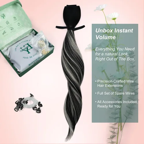 Vista 139 de Easyouth Extensión de cabello humano rubio con cola de caballo, extensiones de cabello humano rubio dorado con reflejos rubios, extensiones