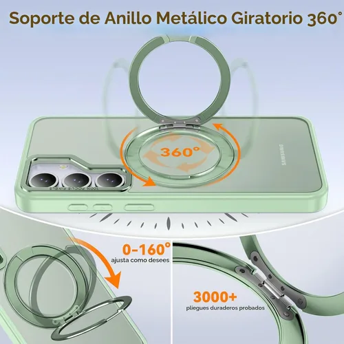 Vista 2 de Oneagle Soporte magnético giratorio de 360° para Samsung Galaxy S25 Plus translúcido [compatible con Magsafe]