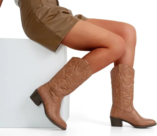 Vista 4 de Vepose Botas vaqueras 9801 hasta la rodilla para mujer