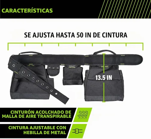 Vista 2 de AWP Tool Belt Tool Rig, Durable Premium Utility Belt Organizer for Men & Women, Utility Work, Electrician, Mechanic