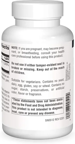 Vista 2 de Source Naturals Ácido pantoténico 250 mg Vitamina B-5 Suplemento dietético - 250 Tabletas