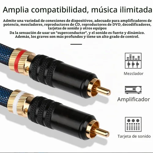 Vista 5 de Audiocrast - Cable RCA A10 de 3.3 pies, doble RCA macho interconexión estéreo para reproductores de CD, amplificadores, receptores AV, sistemas