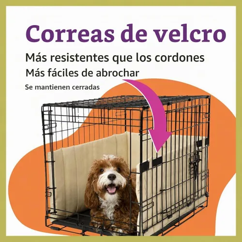 Vista 3 de Pet Dreams Parachoques para jaulas para perros, cómodo forro y protector de cola de perro para jaula interior, se adapta a jaulas iCrate de 18, 24