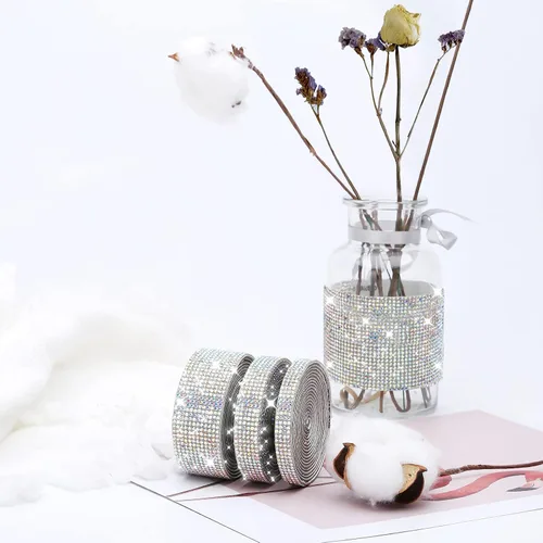 Vista 6 de 3 rollos de 6 m de cinta de diamantes de imitación de cristal autoadhesiva - Cintas adhesivas de diamantes DIY con diamantes de imitación de 2 mm
