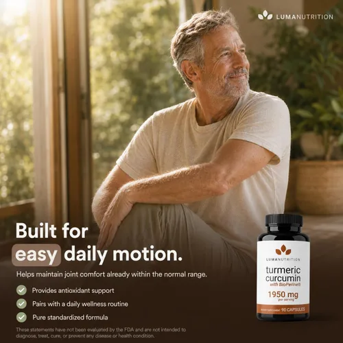 Vista 4 de Luma Nutrition Curcumina de cúrcuma con pimienta negra, 95% curcuminoides, 1950 mg por porción, suplemento de cúrcuma premium, con BioPerine
