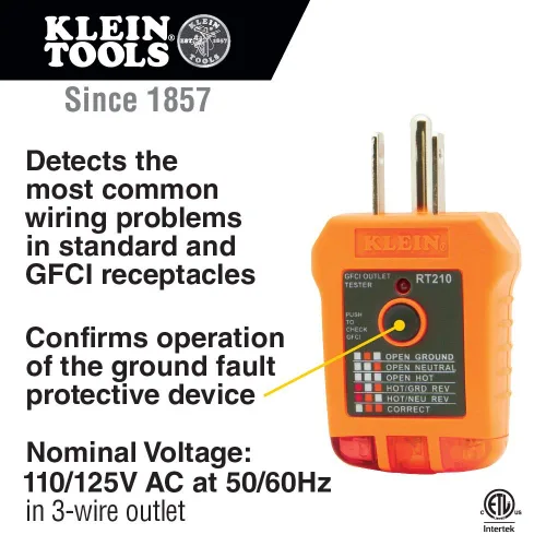Vista 4 de Klein Tools Kit de probador de salida 80025 con probador GFCI y probador de voltaje sin contacto, multímetro MM325 de 2 piezas, medidor de voltaje