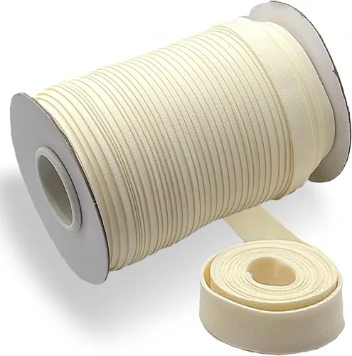 Vista 23 de Cinta al bies de doble pliegue de 1/2 pulgada, cinta al bies de doble pliegue de 55 yardas, carrete continuo a granel para coser ropa, acolchado