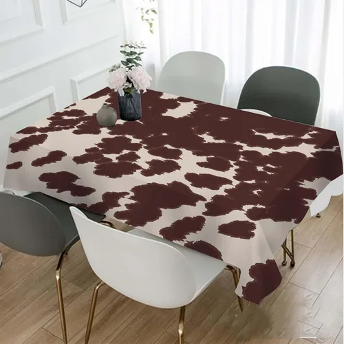 Vista 7 de TKS MITLAN Mantel rectangular de vaca o caballo, 52 x 70 pulgadas, con manchas marrones, piel de animal, estampado de caballo de vaca, mantel