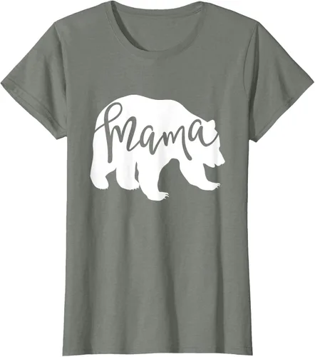Vista 3 de Camiseta de mamá oso para mujer, camiseta inspirada en el Día de la Madre a juego, Azul / Patchwork, S