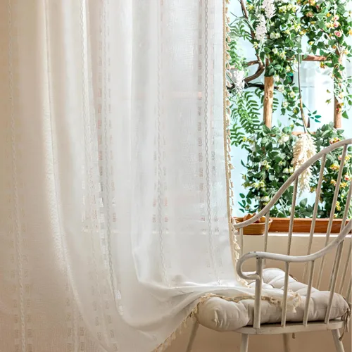 Vista 8 de Cortinas blancas de 96 pulgadas de largo, juego de 2 paneles de cortinas filtrantes de luz de piso a techo, cortinas de privacidad para sala