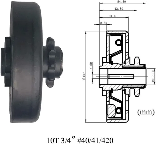 Vista 5 de Embrague MOOSUN para Minibike Go Kart de 3/4" de diámetro, 10 dientes con cadena #40/41/420