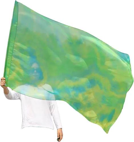 Vista 13 de Winged Sirenny Banderas flexibles de alabanza porfética de adoración de danza, serpentina rectangular de 50 pulgadas (luna azul)