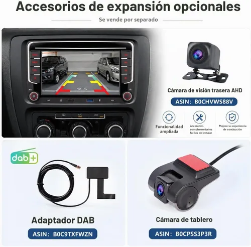 Vista 5 de [Actualización] YZKONG - Estéreo de coche compatible con VW Passat Golf MK5 Jetta Caddy EOS Tiguan con Carplay inalámbrico Android Auto IPS pantalla