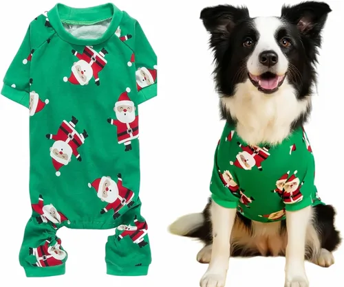 Vista 7 de [Usado] Lanyar pijama de Navidad para mascotas para perro, para festividades, 100 % algodón, de Papa Noel, del reno Rudolph