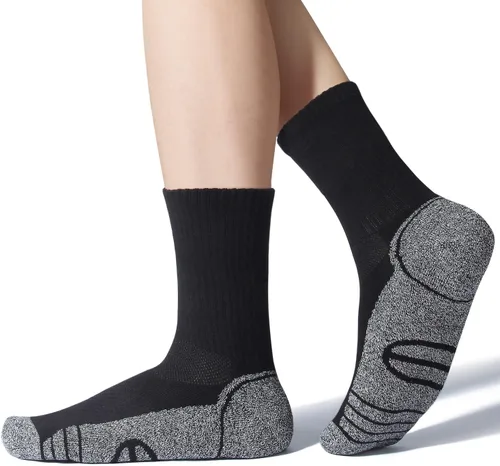 Vista 4 de Calcetines acolchados de algodón para hombre, con compresión de arco atlético, control de humedad, duraderos, cómodos, para trabajo, 6 pares