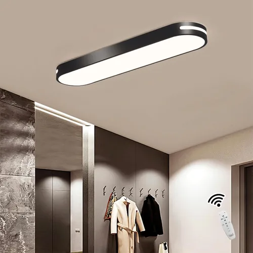 Vista 16 de Lámpara de techo lineal de 23.6 pulgadas, LED moderna de 40 W, lámpara de techo simple negra, iluminación de techo de perfil bajo para dormitorio