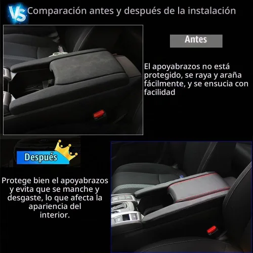 Vista 3 de Accesorios interiores personalizados para Honda 10th Civic/Hatchback 2016 2017 2018 2019 2020 2021, cubierta de cuero para consola central