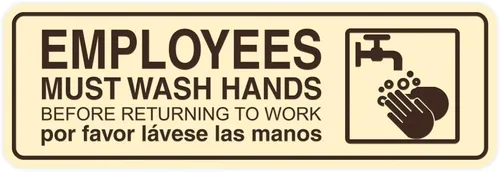 Vista 27 de Standard Employees Must Wash Hands - Letrero para puerta/pared, color negro, pequeño