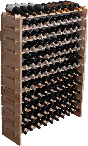 Vista 8 de Armario para vino independiente para piso, apilable, almacenamiento modular para encimera, soporte de vino de madera (100 botellas)