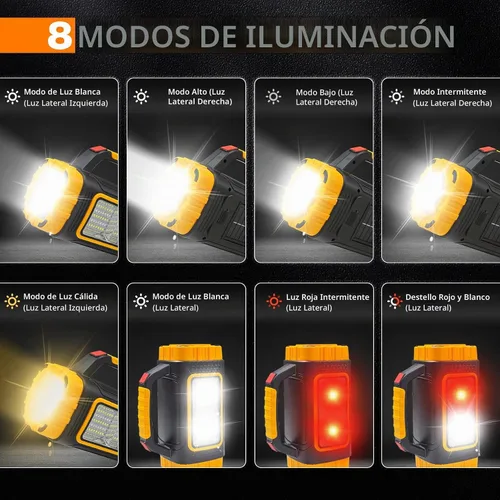 Vista 2 de Linterna solar recargable de 3000 lúmenes, azul, 1 unidad
