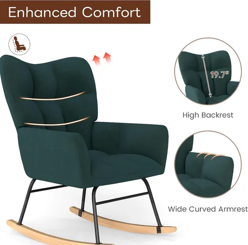 Vista 5 de Silla Mecedora para Guardería, Mecedoras para Guardería, Silla Mecedora para Bebé, Mecedora Deslizante, Diseño de Seguridad Anti-Volcado, Capacidad