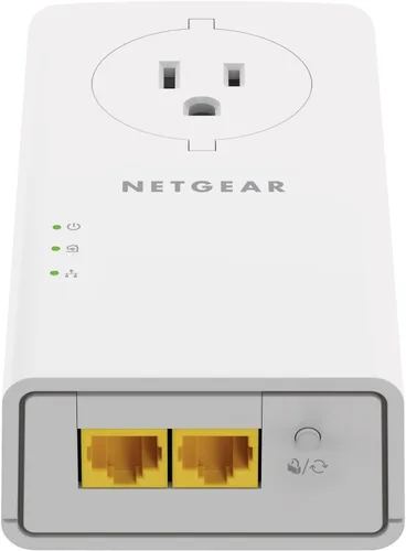 Vista 3 de NETGEAR Kit adaptador Powerline, enchufe de pared de 2000 Mbps, 2 puertos Gigabit Ethernet con paso a través + salida adicional (PLP2000-100PAS)