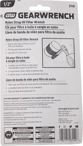 Vista 6 de GEARWRENCH Llave para filtro de aceite con correa de nylon de transmisión de 1/2" - 3149