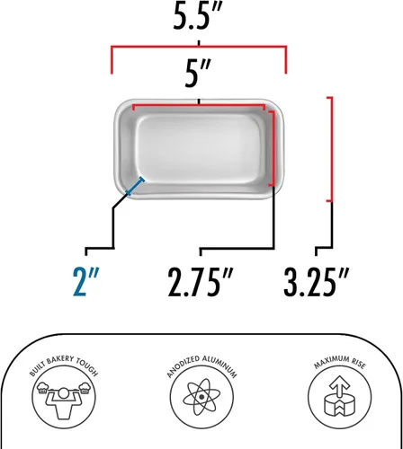 Vista 3 de Fat Daddio's BP-5639 Molde para Pan de Aluminio Anodizado, 4.875 x 2.75 x 2 pulgadas