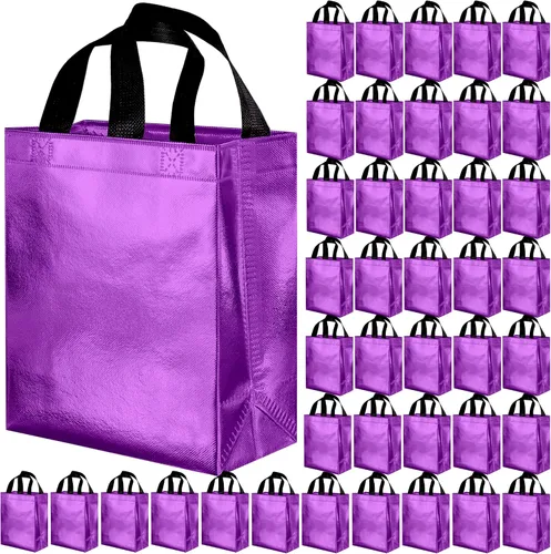 Vista 13 de BLEWINDZ 100 bolsas de regalo reutilizables medianas con asas - Ideales para obsequios de fiestas y bolsas de compras (10 colores)
