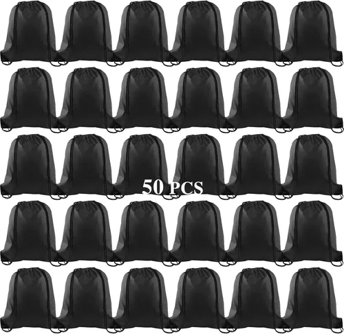 Vista 41 de KUUQA Mochila con cordón a granel, bolsas de almacenamiento para deporte, gimnasio, viajes, Negro, Viajar