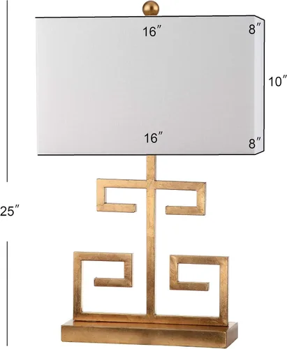 Vista 3 de SAFAVIEH Lighting Collection - Juego de 2 lámparas de mesa modernas con llave griega dorada de 24 pulgadas, pantalla rectangular blanca, bombillas
