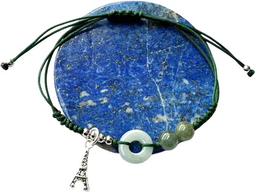 Vista 4 de Pulsera de jade natural hecha a mano, pulsera de cuerda roja de la buena suerte, pulseras de la Cabalá, ajustable
