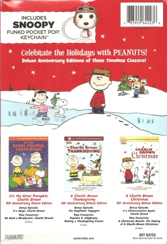 Vista 2 de Peanuts Holiday Collection Anniversary Edition - Blu-ray + Snoopy Funko Pocket Pop! Ketchain