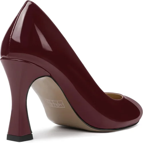 Vista 5 de SKYSTERRY Zapatos de tacón alto con punta redonda y patente para mujer, zapatos de tacón alto de 3.3 pulgadas