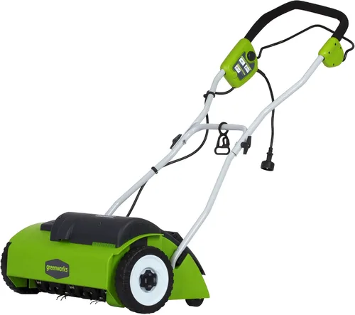 Vista 12 de Greenworks - Rastrillo eléctrico 2 en 1 con cable de 13 amperios y 14 pulgadas, con ajuste de profundidad de 3 posiciones e inicio con botón