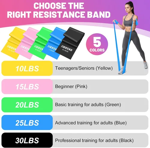 Vista 3 de 5 bandas de resistencia, bandas elásticas profesionales de ejercicio para fitness, yoga, pilates, estiramiento, entrenamiento de fuerza, bandas
