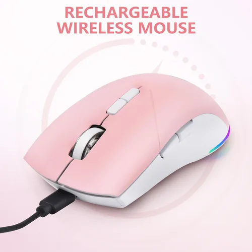 Vista 7 de Ratón Bluetooth inalámbrico, mouse recargable, modo dual silencioso LED (Bluetooth 5.2 y 2.4G) mouse inalámbrico para laptop, PC, Mac, iPad, amplia