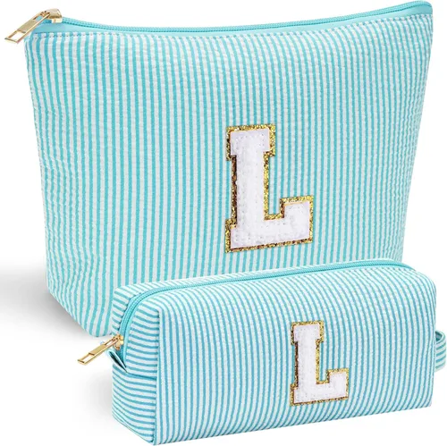 Vista 73 de YOOLIFE Regalos del Día de la Madre para Mujeres, Bolsa de Maquillaje con Iniciales, Bolsa de Maquillaje para Viaje, Bolsa de Maquillaje Negro