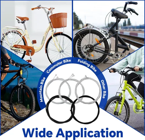 Vista 8 de 42 piezas de cable universal de freno de bicicleta y kit de carcasa con cable de cambio de cambio, línea de transmisión de bicicleta incluye tapas
