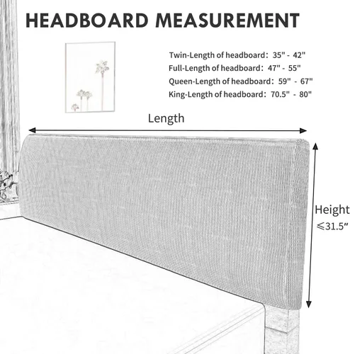 Vista 6 de Easy-Going Funda elástica para cabecera de cama, funda de cabecera de cama cuadrada pequeña, de jacquard, a prueba de polvo, para dormitorio Negro