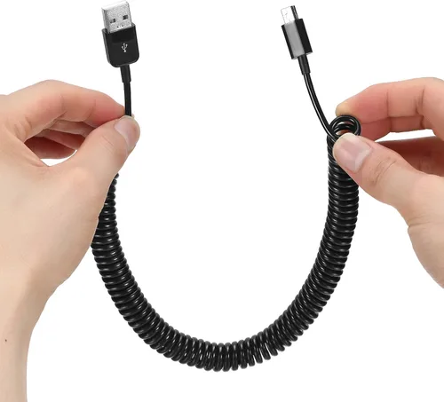 Vista 7 de Cable de expansión USB 2.0 en espiral de 10 a 105 pulgadas, tipo A macho a mini B, cable USB largo en espiral estándar, flexible, largo