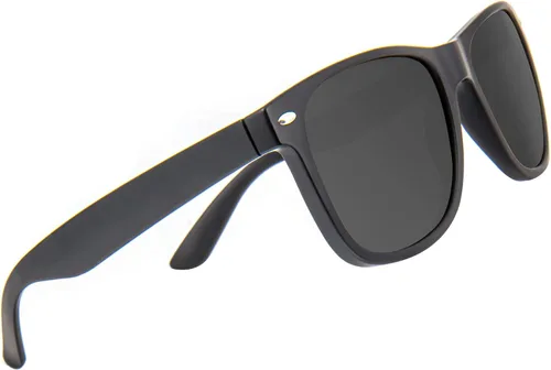 Vista 4 de MAXJULI Gafas de sol polarizadas para cabezas grandes, hombres y mujeres, protección UV 400, lentes de sol de grano de madera 8809 B1.negro/gris